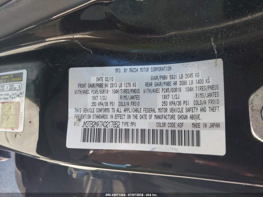 JM3TB2MA7A0217852 2010 MAZDA CX-9 photo no. 9