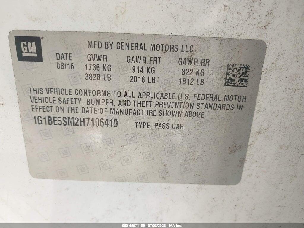 1G1BE5SM2H7106419 2017 CHEVROLET CRUZE photo no. 9