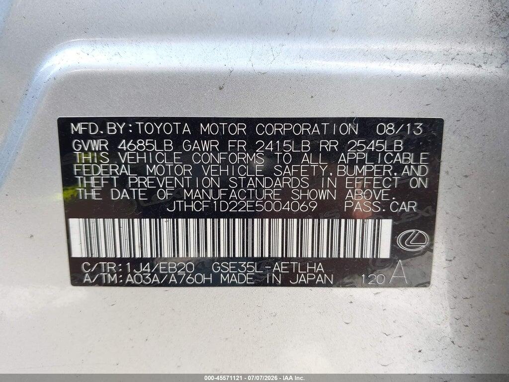 JTHCF1D22E5004069 2014 LEXUS IS 250 photo no. 9