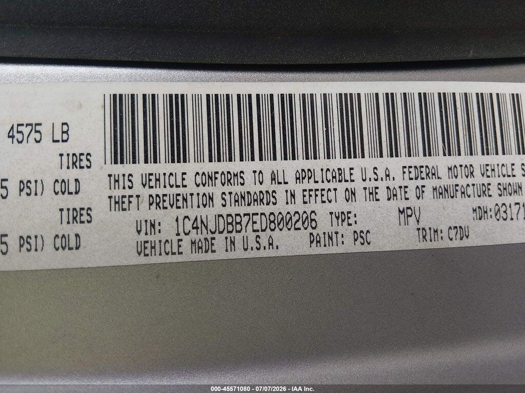 1C4NJDBB7ED800206 2014 JEEP COMPASS photo no. 9