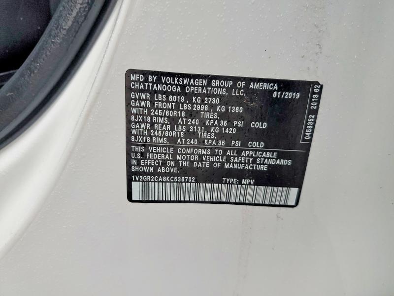 2019 VOLKSWAGEN ATLAS S — Фото 13 из 13