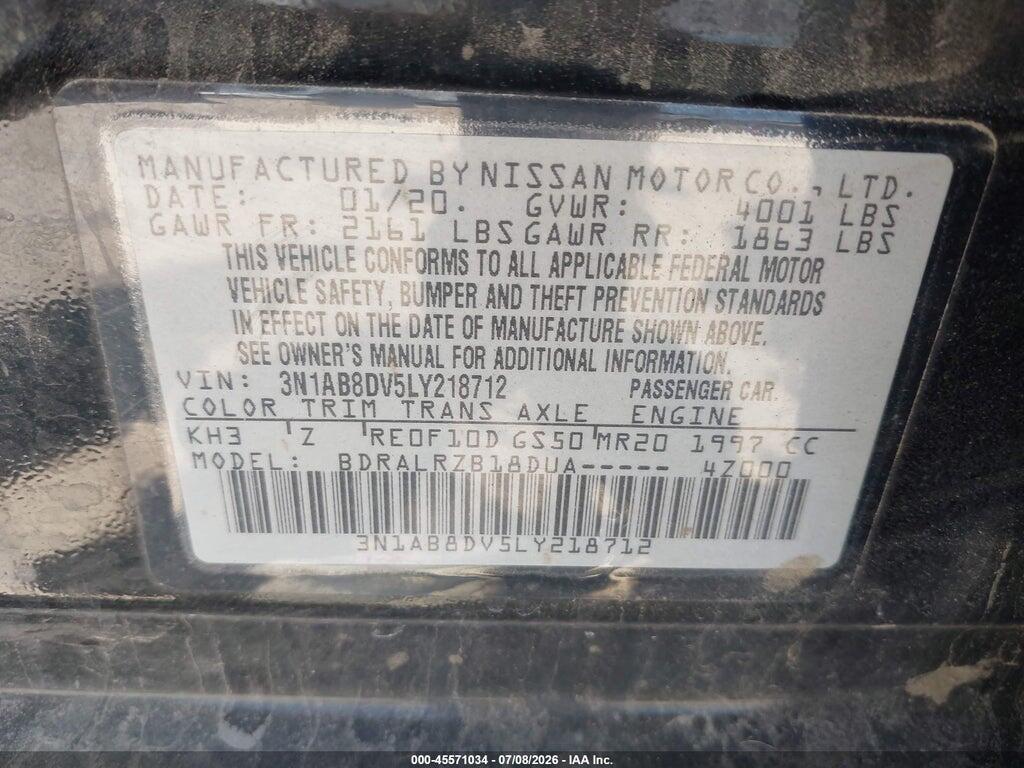 3N1AB8DV5LY218712 2020 NISSAN SENTRA photo no. 9