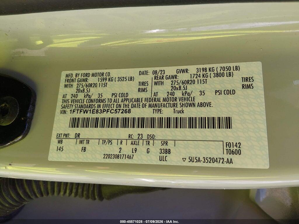 1FTFW1E83PFC57268 2023 FORD F-150 photo no. 9