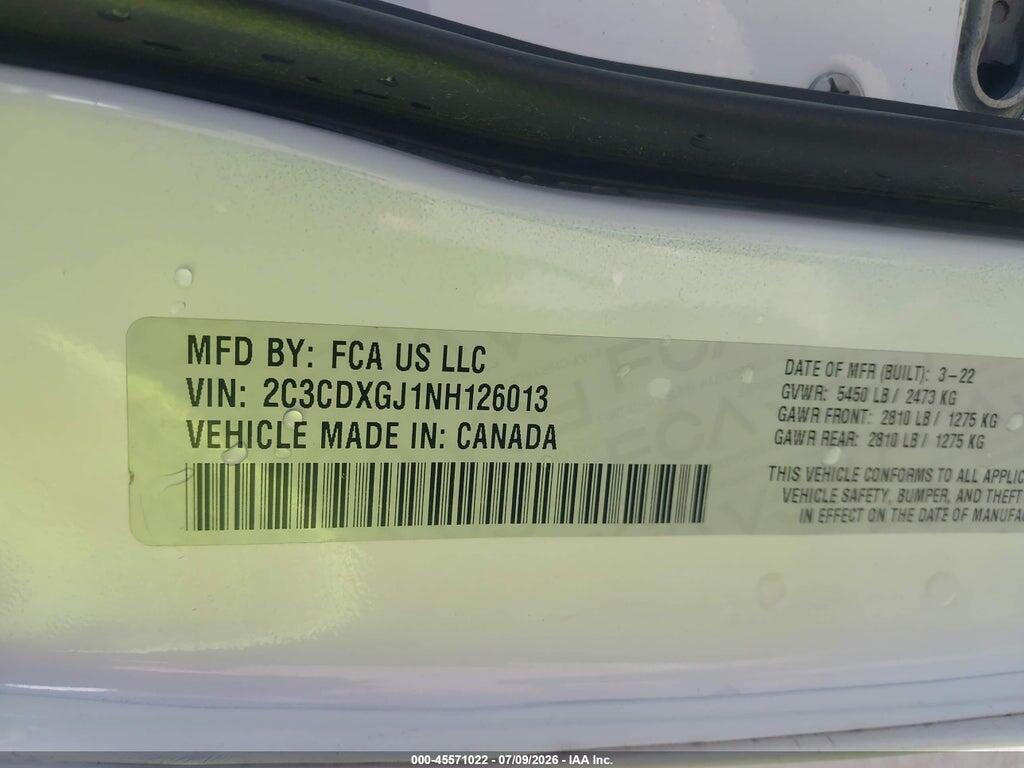 2C3CDXGJ1NH126013 2022 DODGE CHARGER photo no. 9