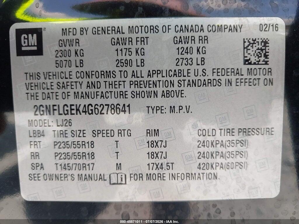 2GNFLGEK4G6278641 2016 CHEVROLET EQUINOX photo no. 9