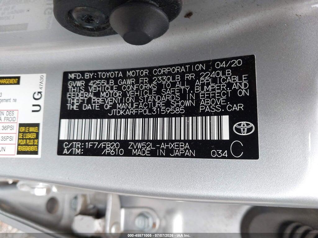 JTDKARFP0L3159585 2020 TOYOTA PRIUS PRIME photo no. 9