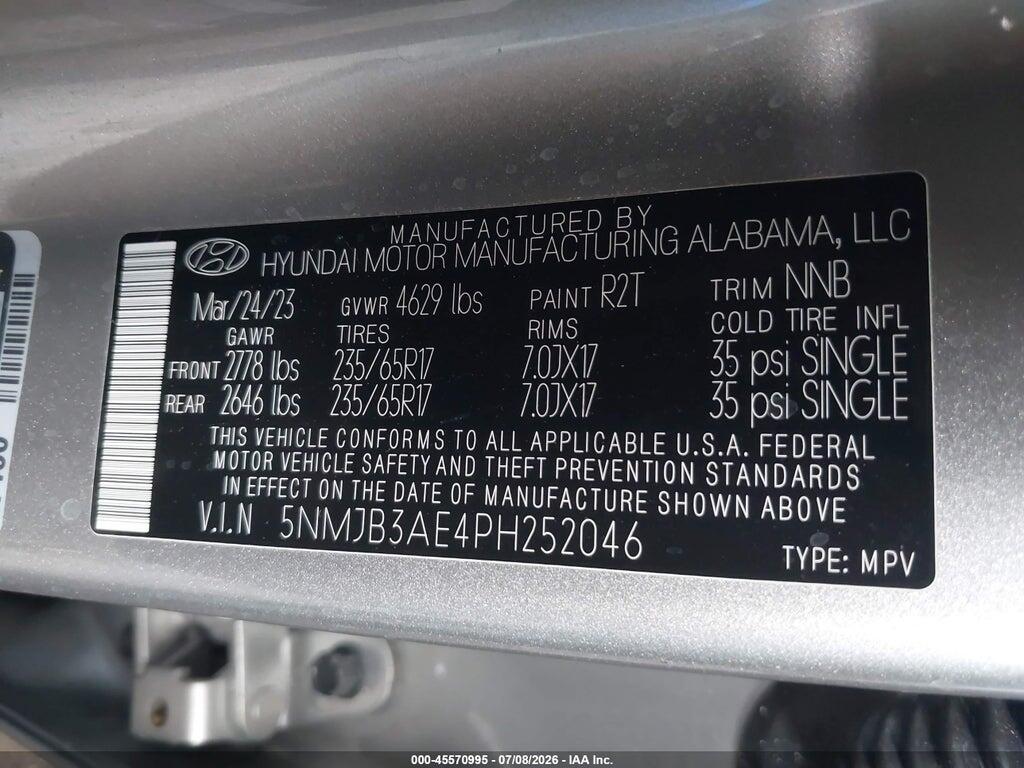 5NMJB3AE4PH252046 2023 HYUNDAI TUCSON photo no. 9