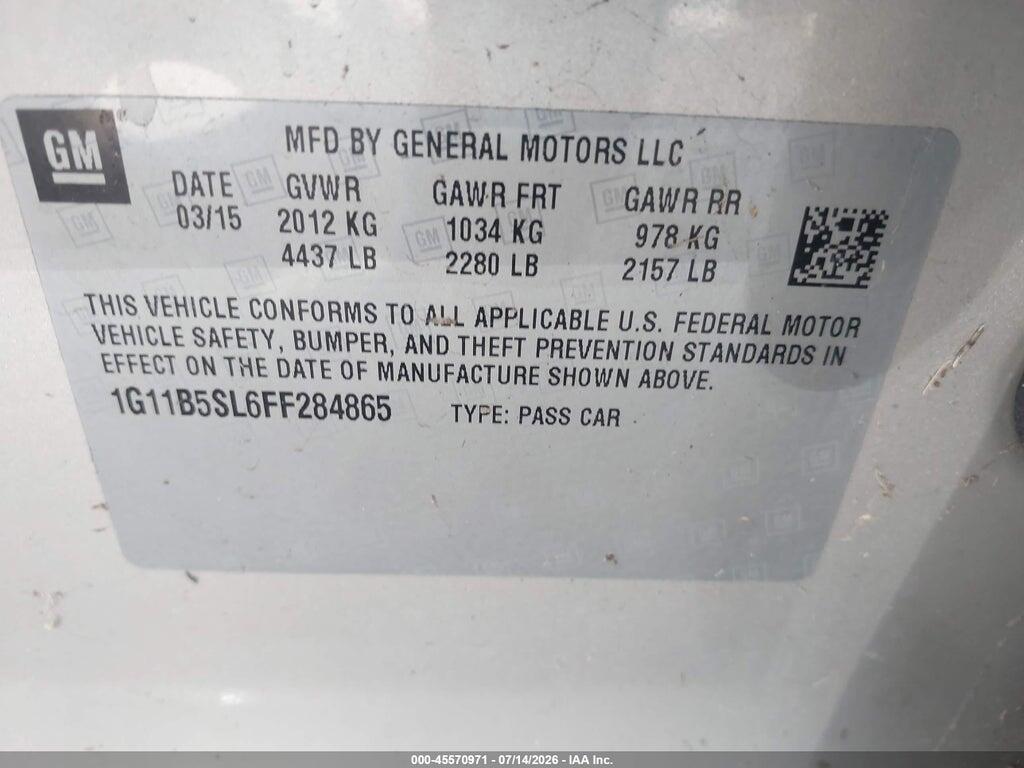 1G11B5SL6FF284865 2015 CHEVROLET MALIBU photo no. 9