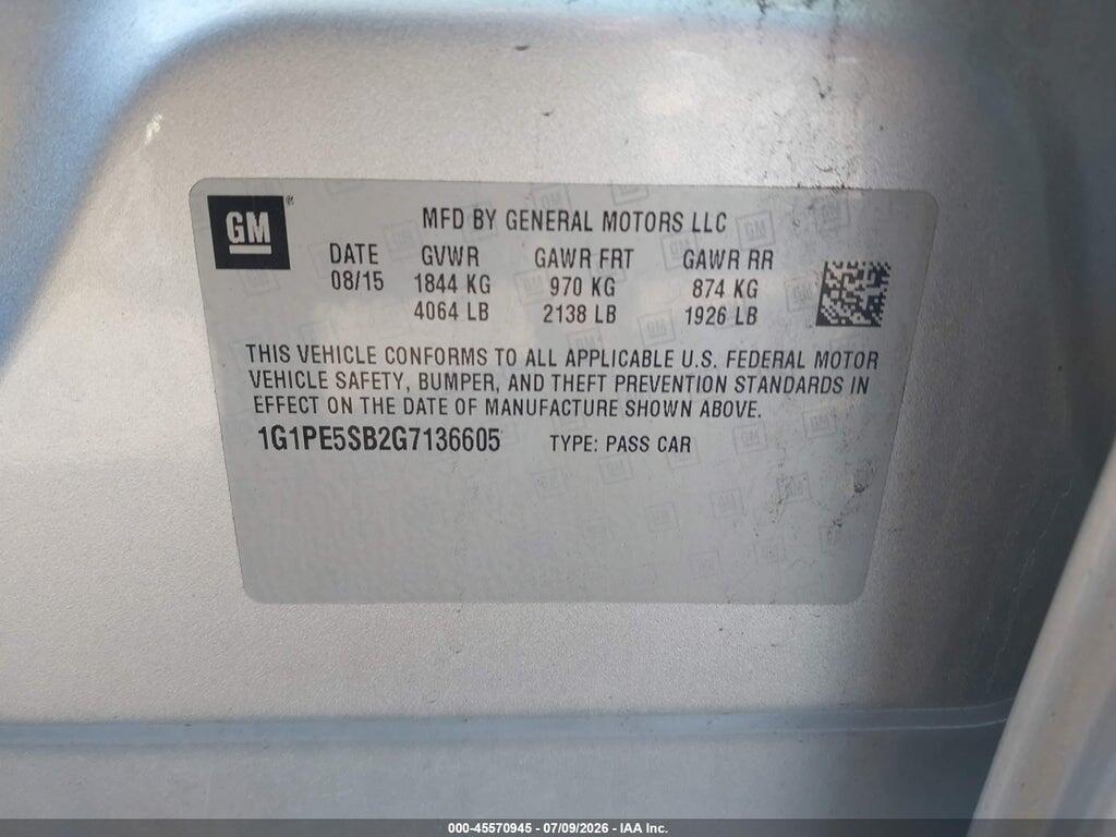 1G1PE5SB2G7136605 2016 CHEVROLET CRUZE LIMITED photo no. 9
