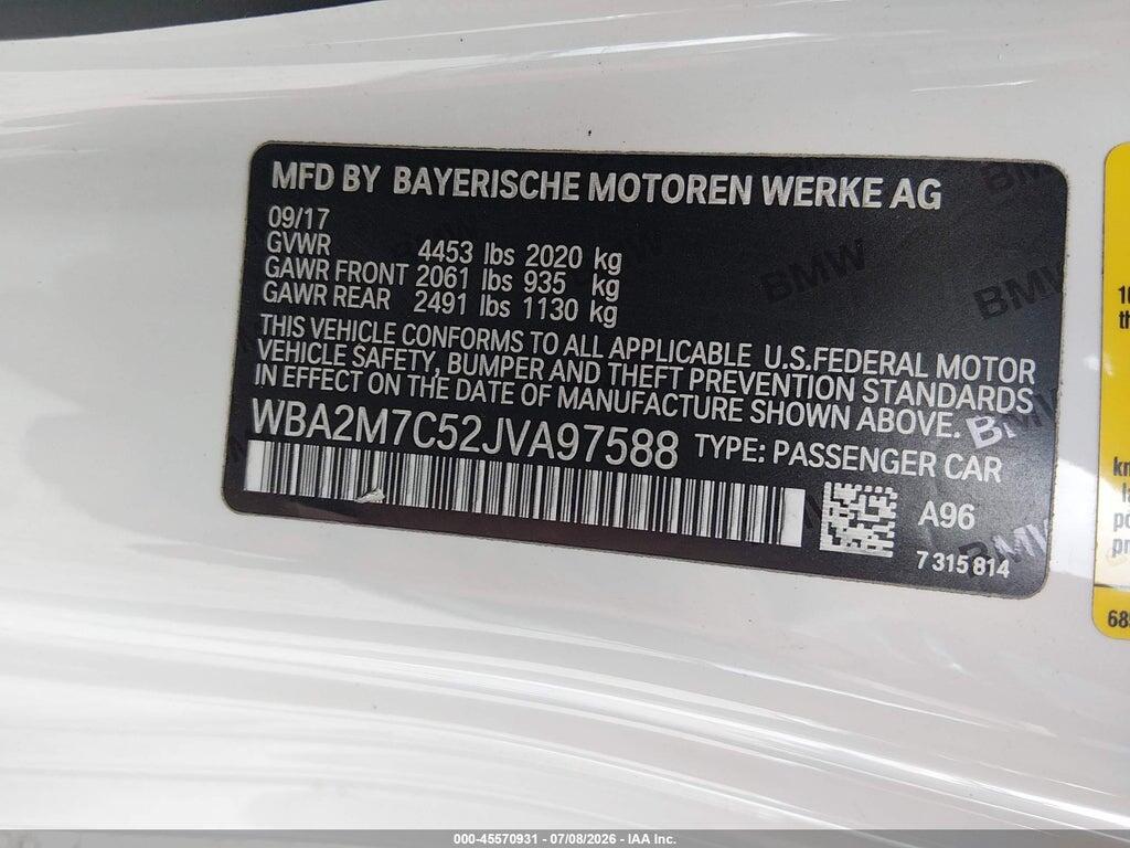 WBA2M7C52JVA97588 2018 BMW 230I photo no. 9
