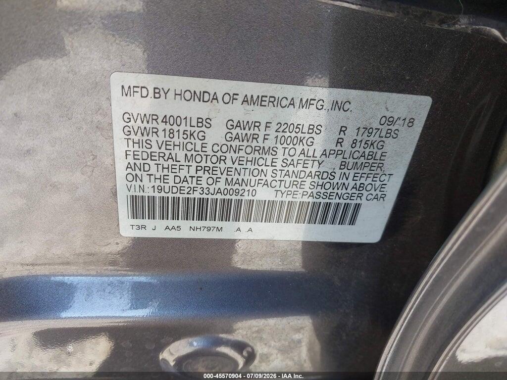 19UDE2F33JA009210 2018 ACURA ILX photo no. 9