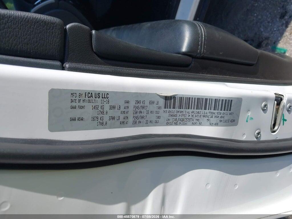 1C4RJFAG6KC579774 2019 JEEP GRAND CHEROKEE photo no. 9