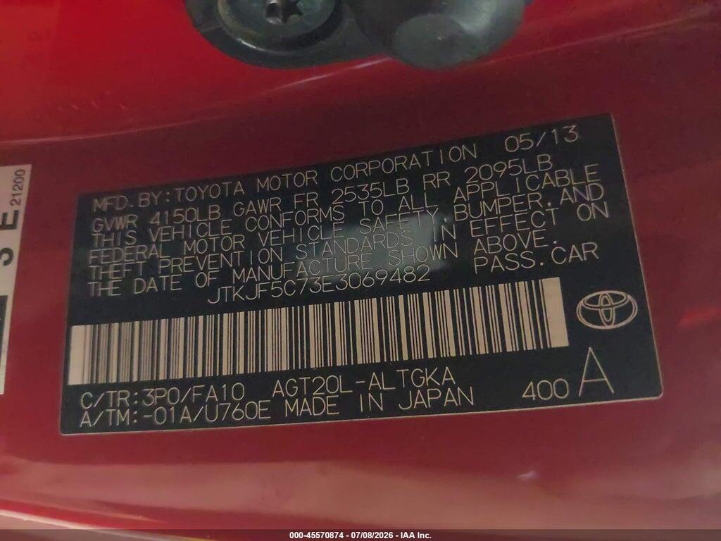 JTKJF5C73E3069482 2014 SCION TC photo no. 9
