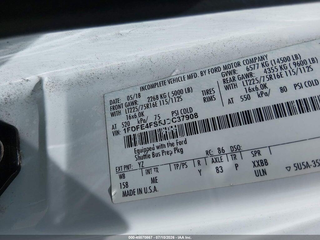 1FDFE4FS5JDC37908 2018 FORD E-450 CUTAWAY photo no. 8
