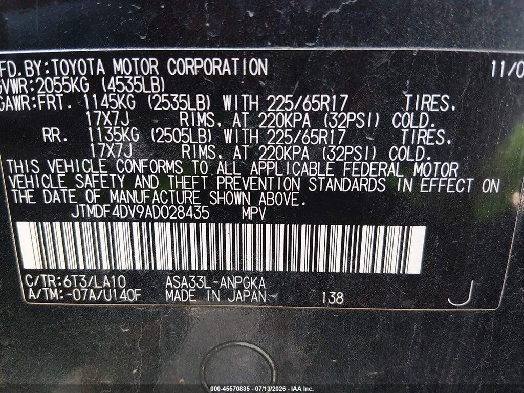 JTMDF4DV9AD028435 2010 TOYOTA RAV4 photo no. 9