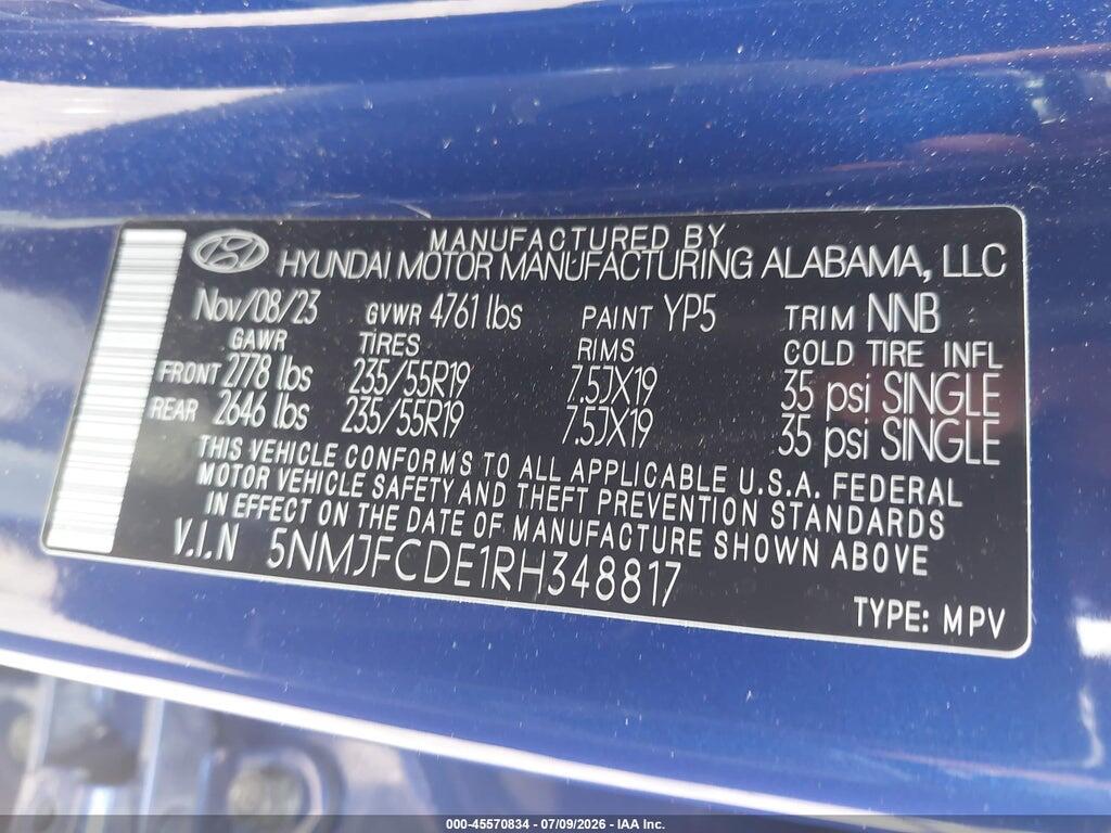 5NMJFCDE1RH348817 2024 HYUNDAI TUCSON photo no. 9
