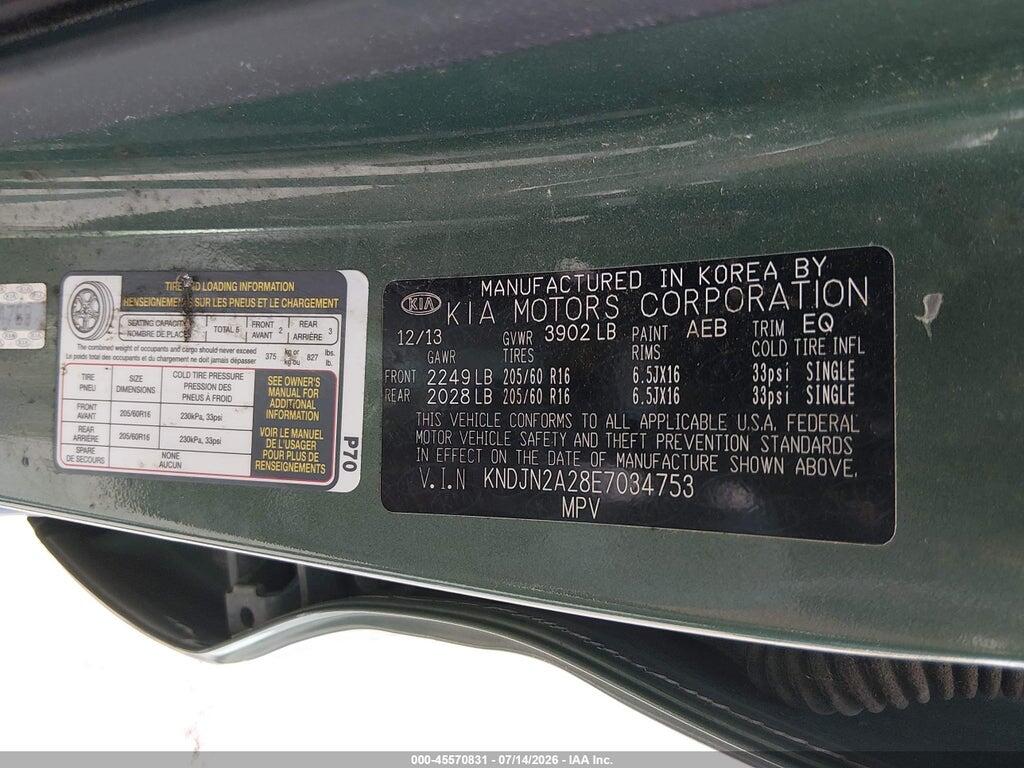 KNDJN2A28E7034753 2014 KIA SOUL photo no. 9