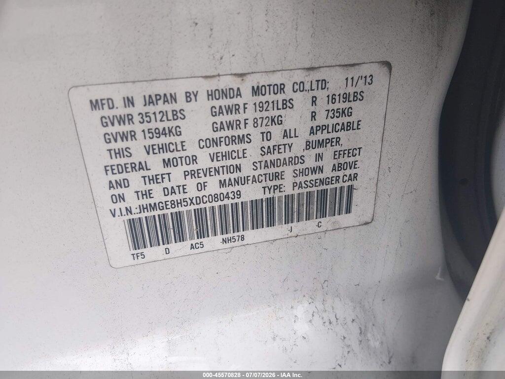 JHMGE8H5XDC080439 2013 HONDA FIT photo no. 9