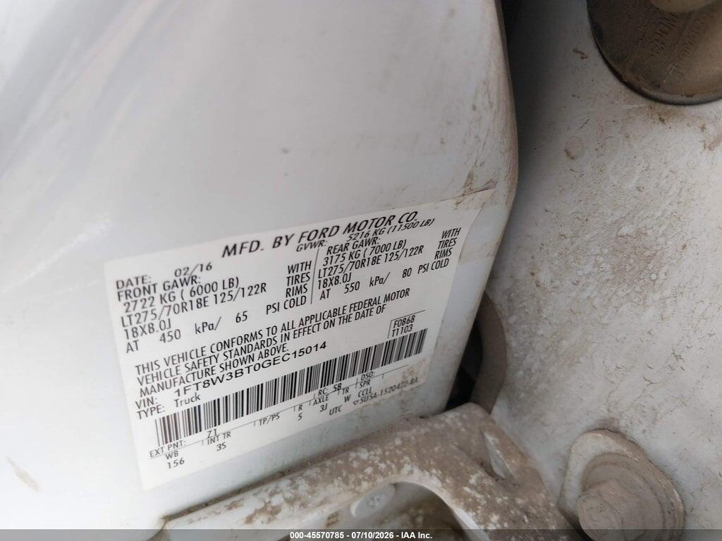 1FT8W3BT0GEC15014 2016 FORD F-350 photo no. 9