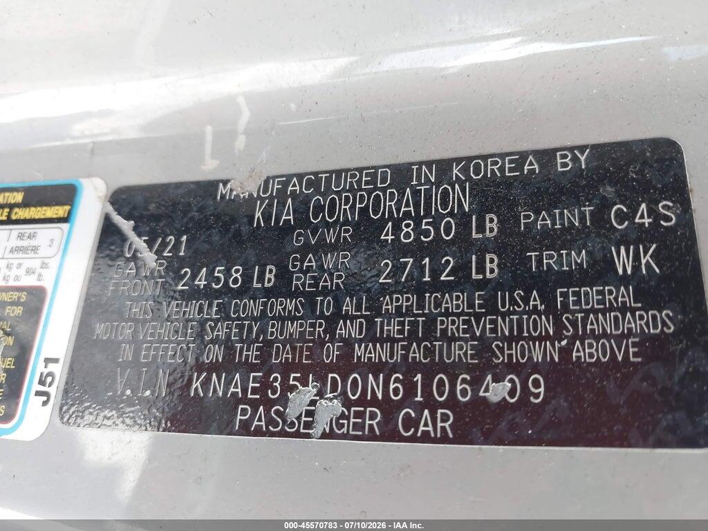 KNAE35LD0N6106409 2022 KIA STINGER photo no. 9