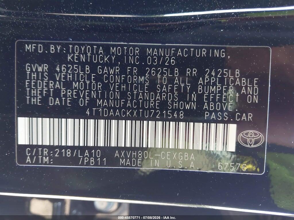 4T1DAACKXTU721548 2026 TOYOTA CAMRY photo no. 9