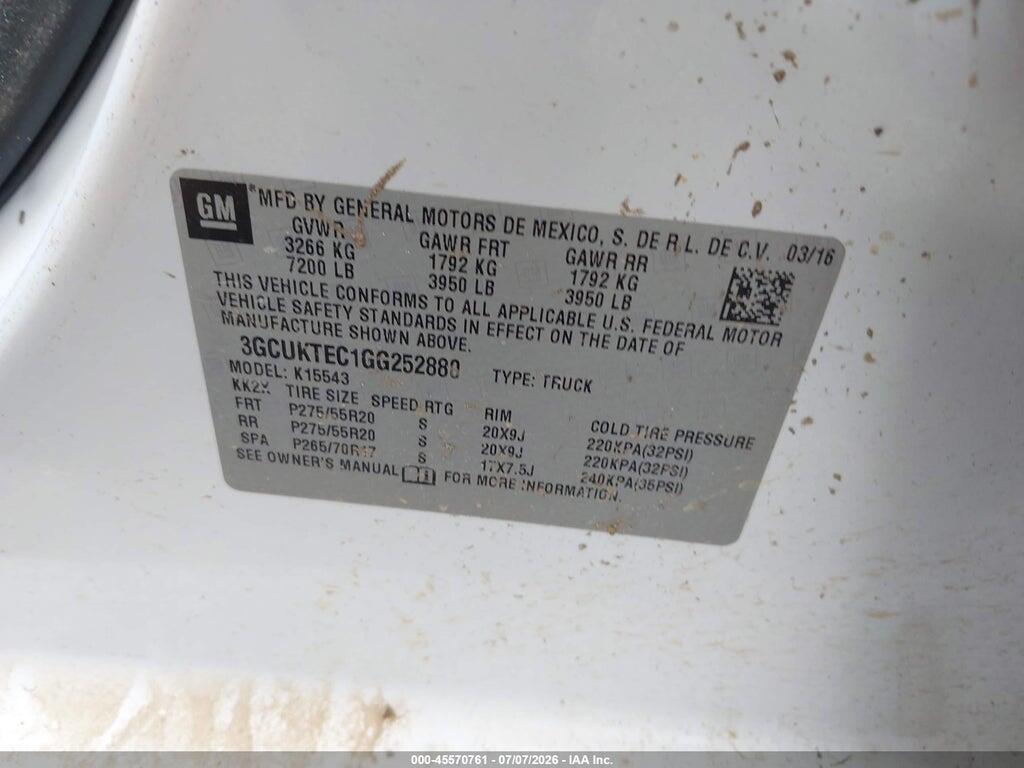 3GCUKTEC1GG252880 2016 CHEVROLET SILVERADO 1500 photo no. 9