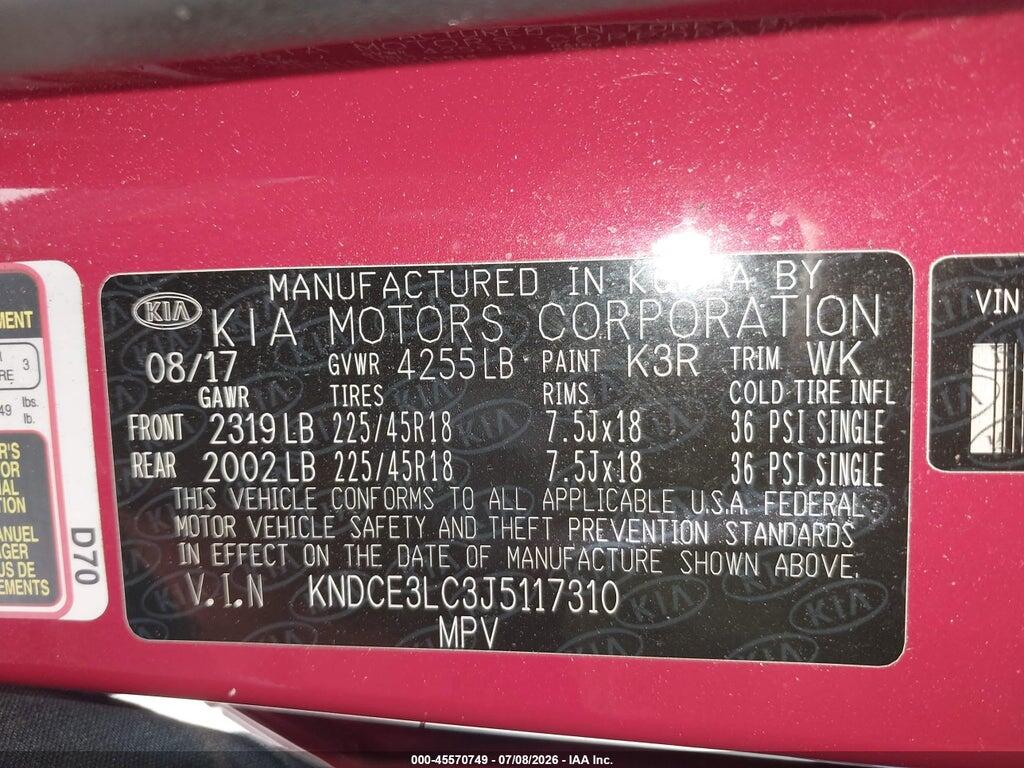 KNDCE3LC3J5117310 2018 KIA NIRO photo no. 9