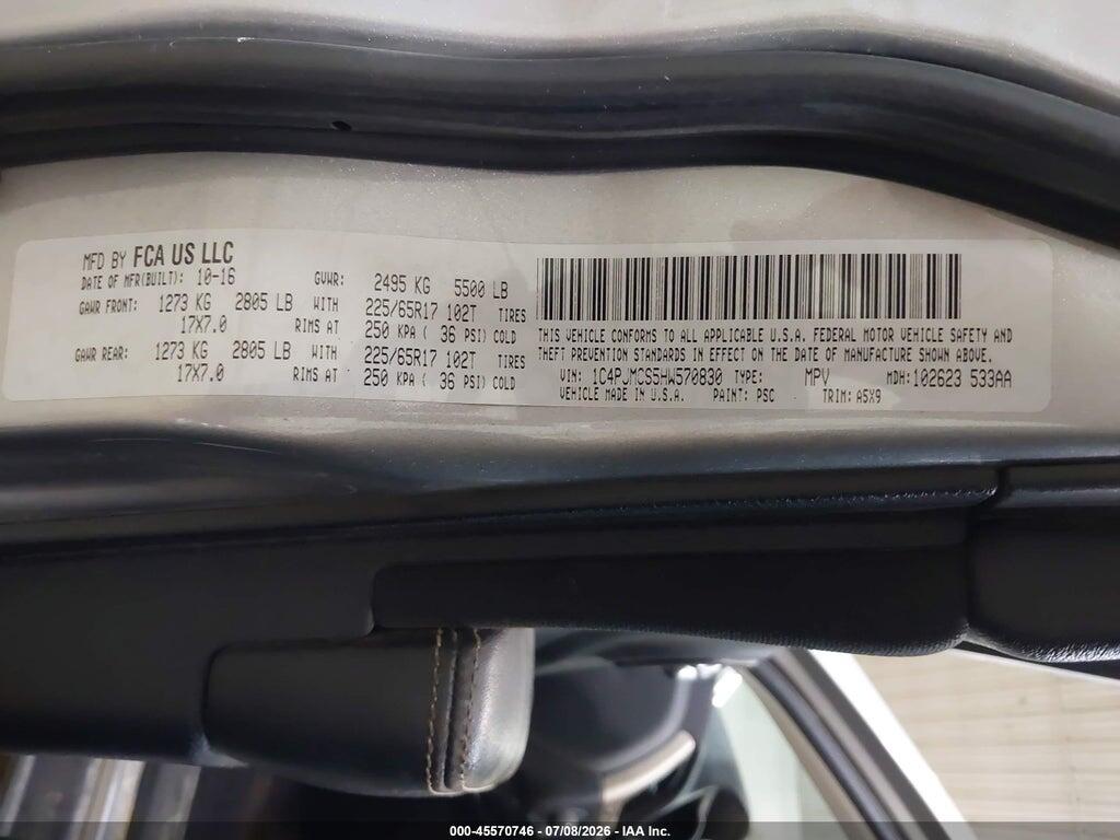1C4PJMCS5HW570830 2017 JEEP CHEROKEE photo no. 9