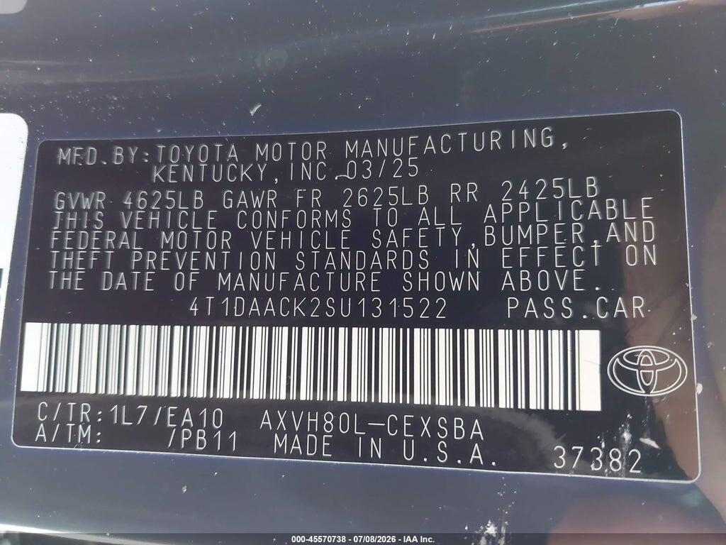 4T1DAACK2SU131522 2025 TOYOTA CAMRY photo no. 9