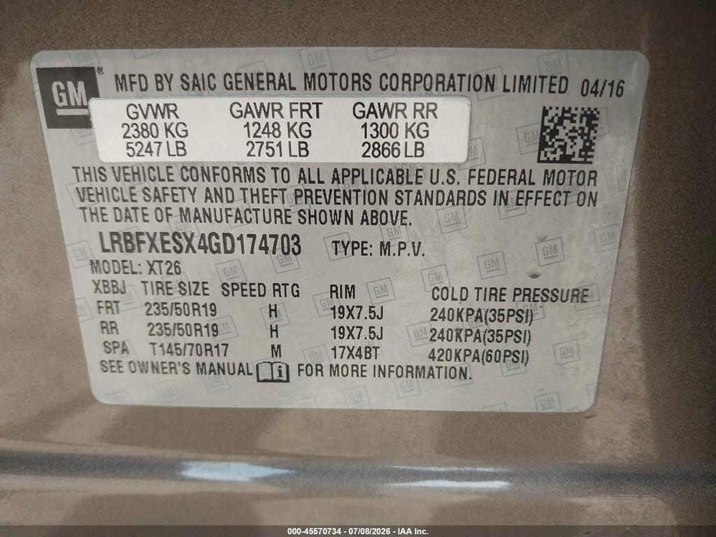 LRBFXESX4GD174703 2016 BUICK ENVISION photo no. 9