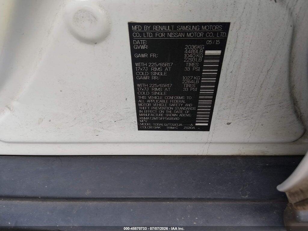 KNMAT2MT5FP568580 2015 NISSAN ROGUE photo no. 9