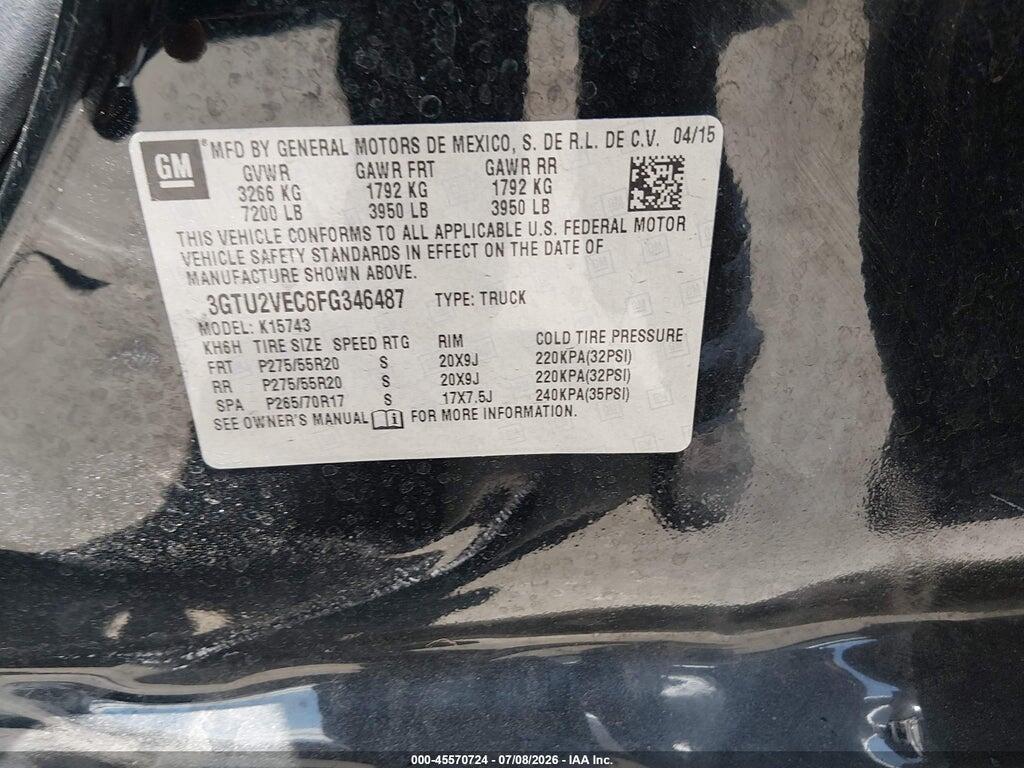 3GTU2VEC6FG346487 2015 GMC SIERRA 1500 photo no. 9
