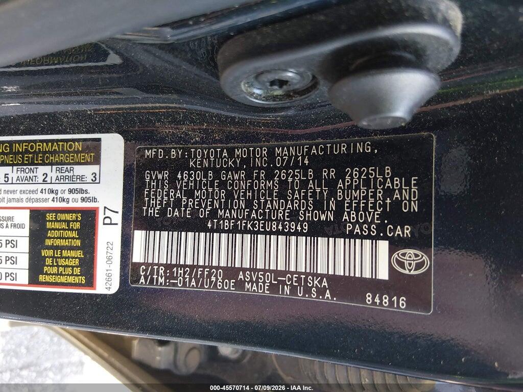 4T1BF1FK3EU843949 2014 TOYOTA CAMRY photo no. 9