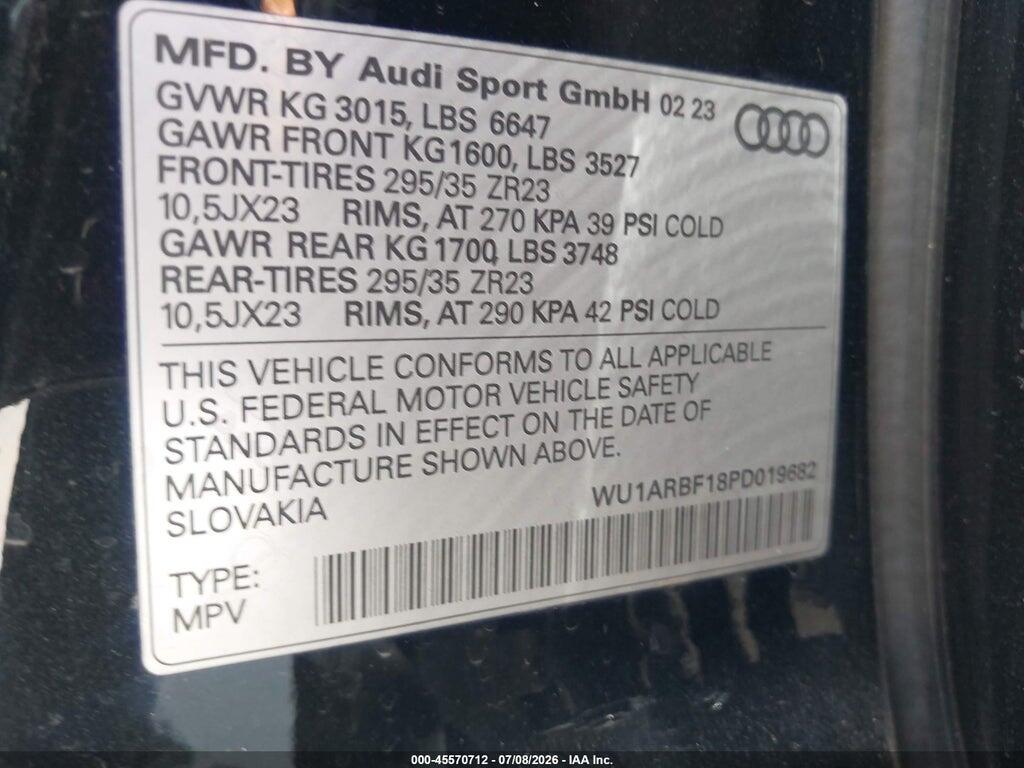 WU1ARBF18PD019682 2023 AUDI RS Q8 photo no. 9