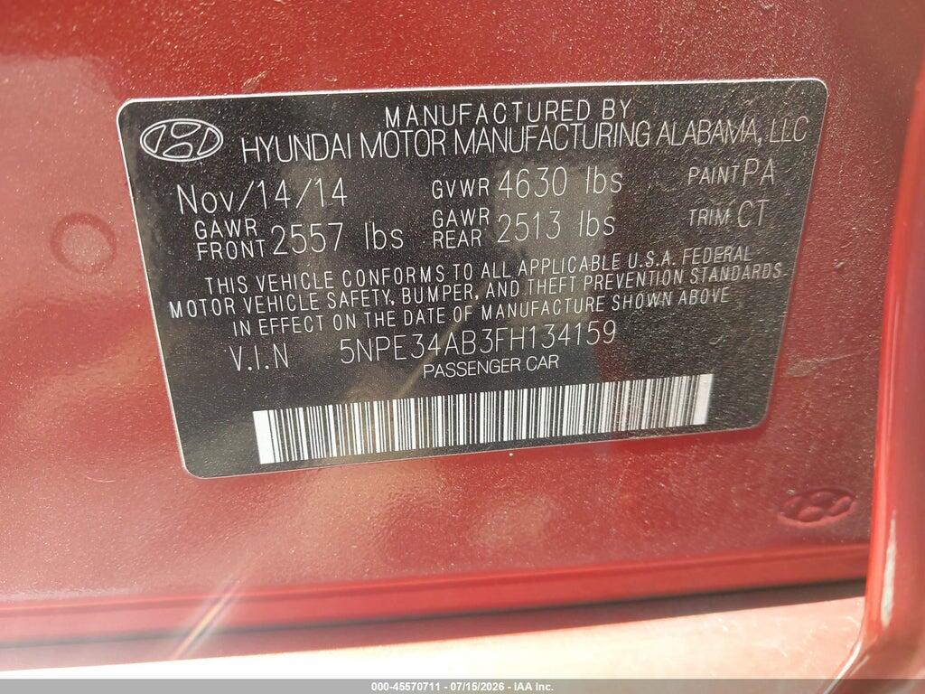 5NPE34AB3FH134159 2015 HYUNDAI SONATA photo no. 9