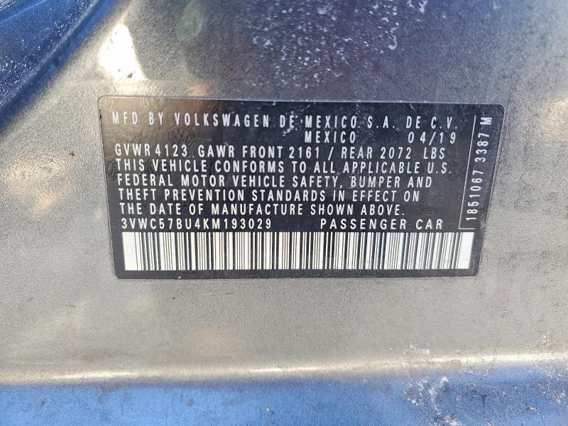 3VWC57BU4KM193029 2019 VOLKSWAGEN JETTA photo no. 12