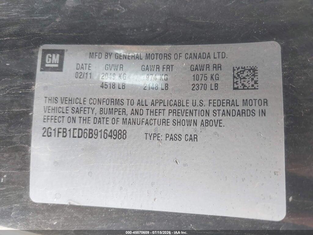 2G1FB1ED6B9164988 2011 CHEVROLET CAMARO photo no. 9