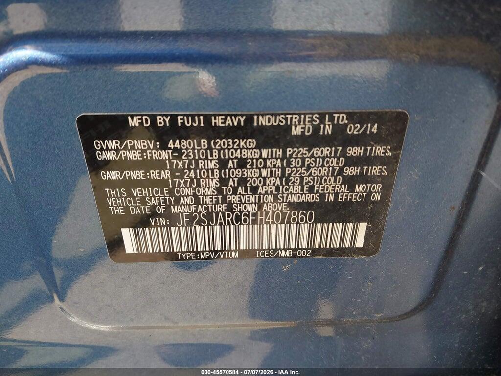 JF2SJARC6FH407860 2015 SUBARU FORESTER photo no. 9