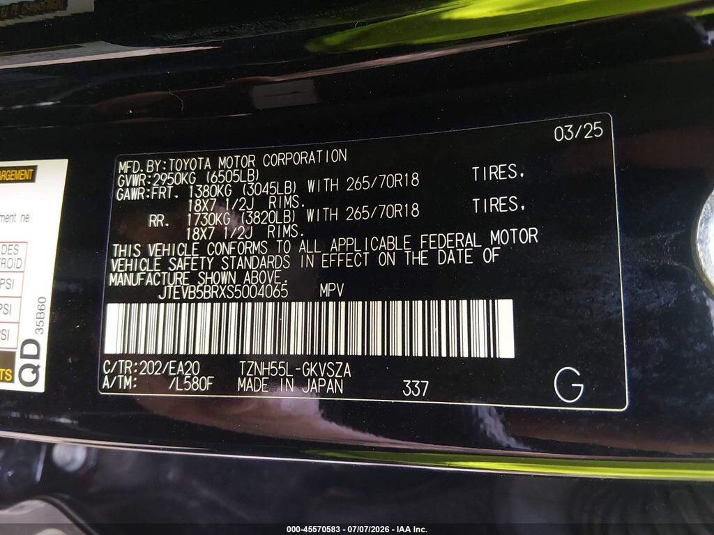 JTEVB5BRXS5004065 2025 TOYOTA 4RUNNER HYBRID photo no. 9