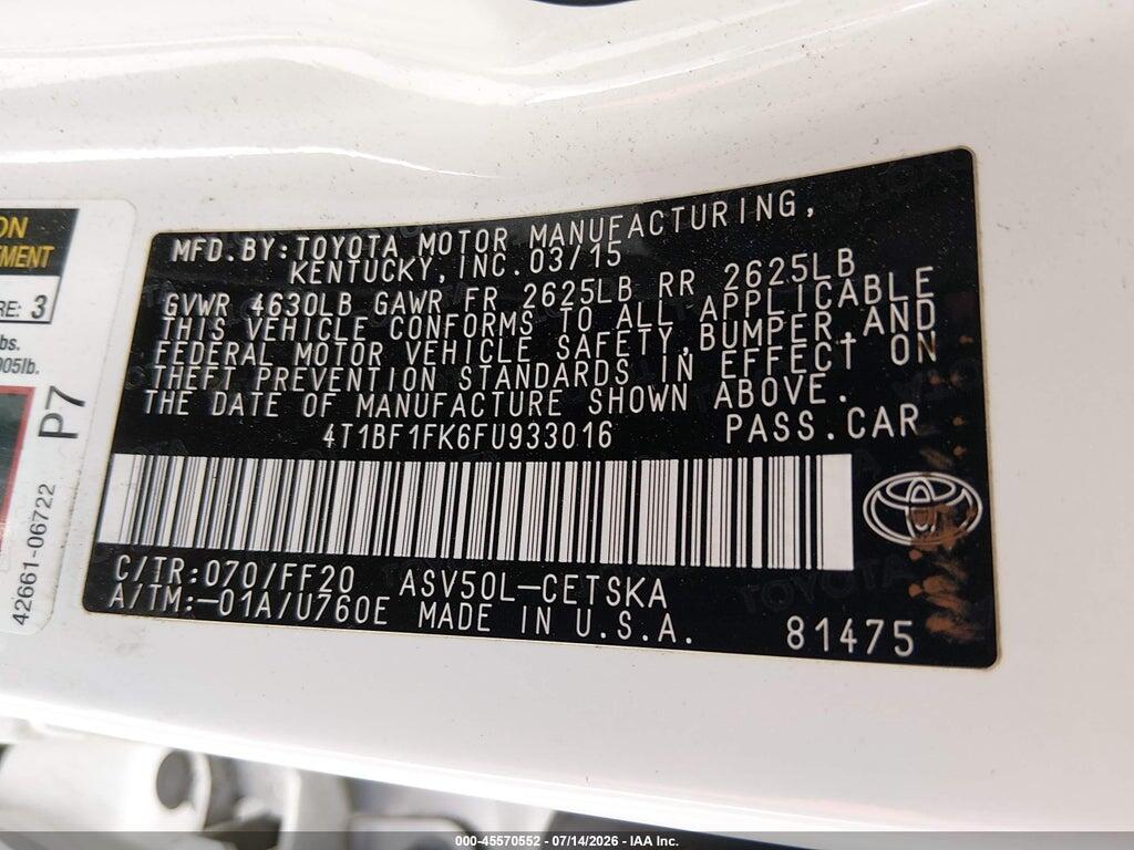 4T1BF1FK6FU933016 2015 TOYOTA CAMRY photo no. 9