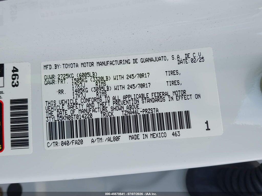 3TYLD5KN0ST014220 2025 TOYOTA TACOMA photo no. 9