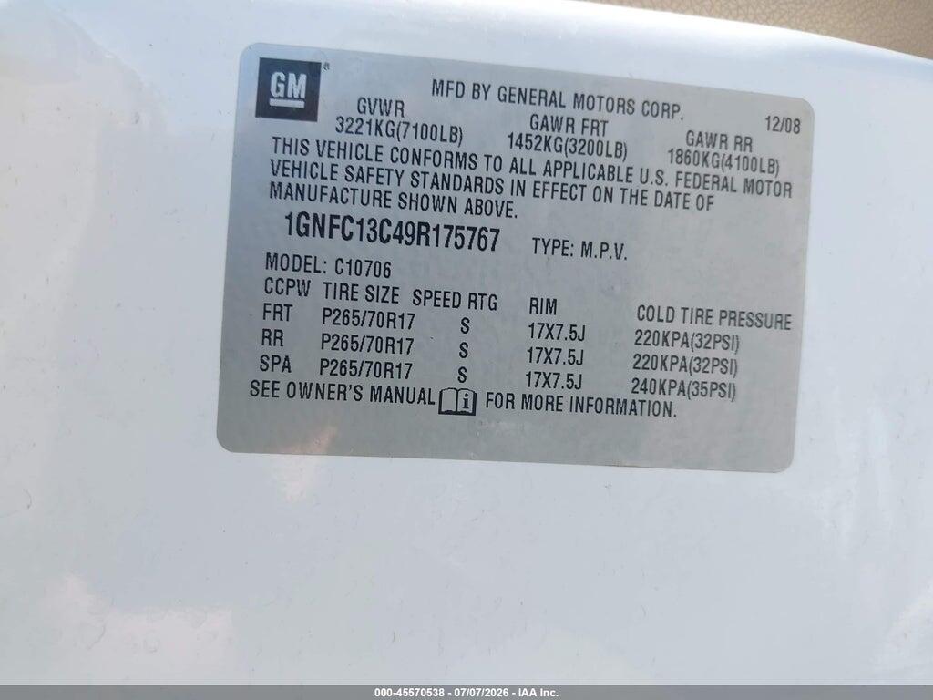 1GNFC13C49R175767 2009 CHEVROLET TAHOE photo no. 9
