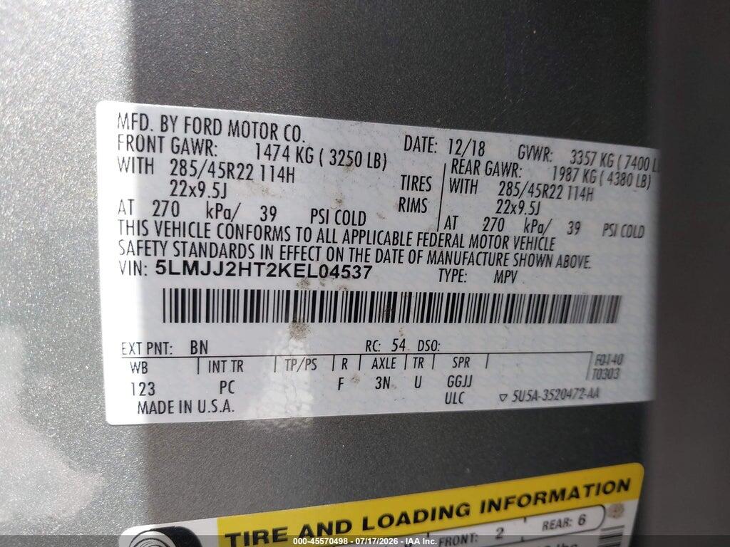 5LMJJ2HT2KEL04537 2019 LINCOLN NAVIGATOR photo no. 9