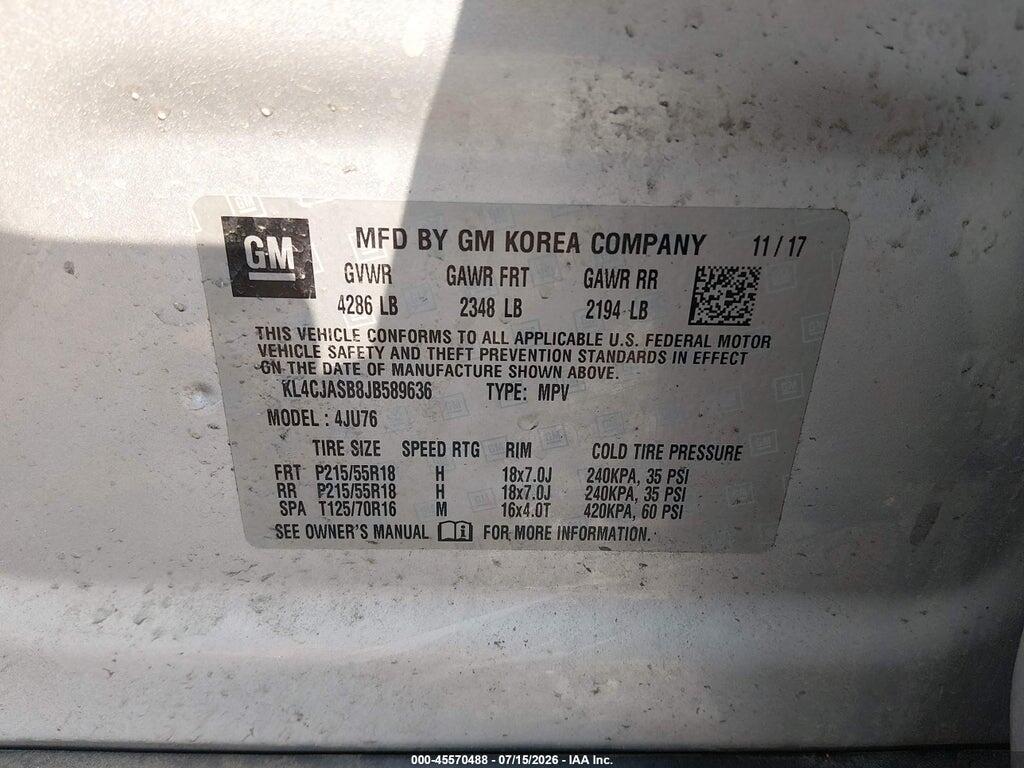 KL4CJASB8JB589636 2018 BUICK ENCORE photo no. 9