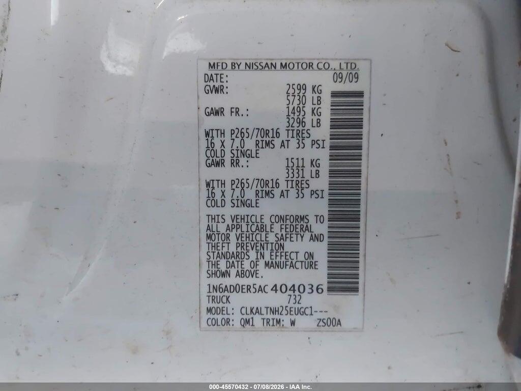 1N6AD0ER5AC404036 2010 NISSAN FRONTIER photo no. 9
