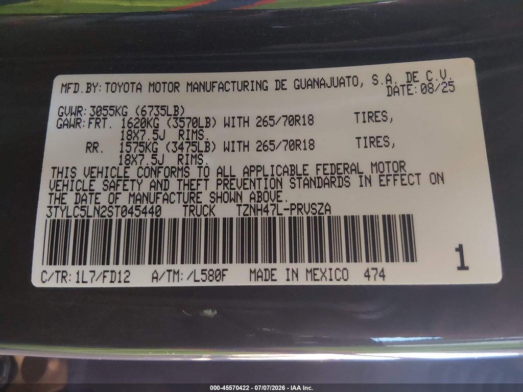 3TYLC5LN2ST045440 2025 TOYOTA TACOMA HYBRID photo no. 9