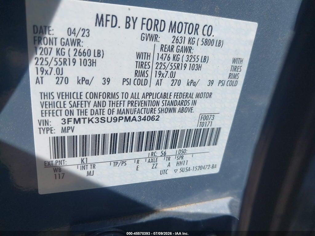 3FMTK3SU9PMA34062 2023 FORD MUSTANG MACH-E photo no. 9