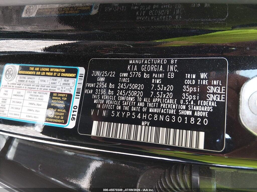 5XYP54HC8NG301820 2022 KIA TELLURIDE photo no. 9