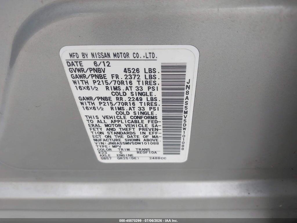 JN8AS5MV5DW101088 2013 NISSAN ROGUE photo no. 9
