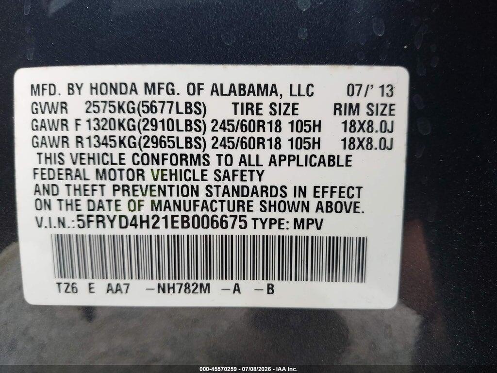 5FRYD4H21EB006675 2014 ACURA MDX photo no. 9